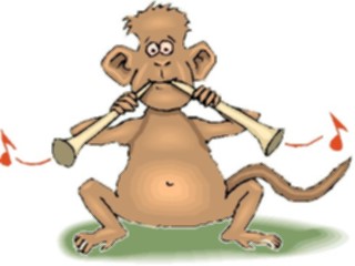 Sticker Custom Preview Image #020791 Animals Cartoons Monkey Playing Horns
