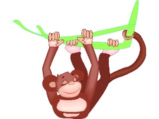 Sticker Custom Preview Image #020800 Animals Cartoons Monkey Swingingfrom Tree
