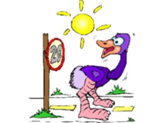 Sticker Custom Preview Image #021042 Animals Cartoons Ostrichon Road
