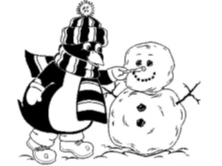 Sticker Custom Preview Image #021230 Animals Cartoons Penguinwith Snowman