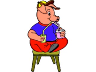 Sticker Custom Preview Image #021279 Animals Cartoons Pig Drinking
