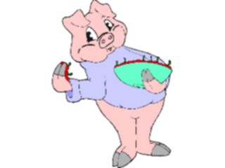 Sticker Custom Preview Image #021283 Animals Cartoons Pig Eating Cherries