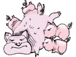 Sticker Custom Preview Image #021286 Animals Cartoons Pig Feeding Piglets1