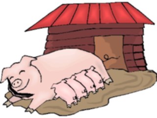 Sticker Custom Preview Image #021287 Animals Cartoons Pig Feeding Piglets2