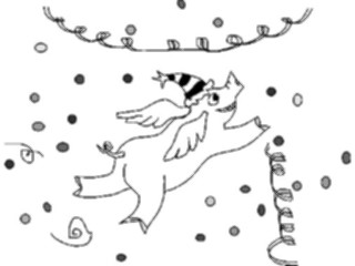 Sticker Custom Preview Image #021290 Animals Cartoons Pig Flying2