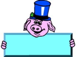 Sticker Custom Preview Image #021300 Animals Cartoons Pig Holding Sign
