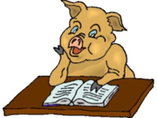 Sticker Custom Preview Image #021312 Animals Cartoons Pig Reading