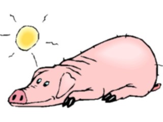 Sticker Custom Preview Image #021320 Animals Cartoons Pig Sunbathing