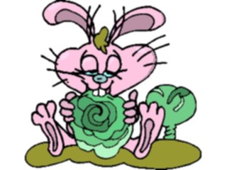 Sticker Custom Preview Image #021483 Animals Cartoons Rabbit Eating Cabbage