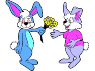 Sticker Custom Preview Image #021498 Animals Cartoons Rabbit Giving Flowers