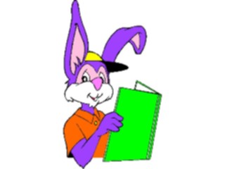 Sticker Custom Preview Image #021535 Animals Cartoons Rabbit Reading Book