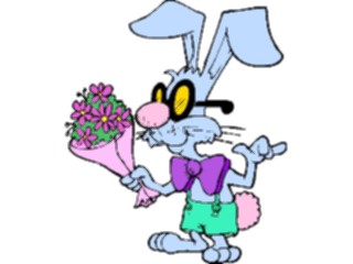 Sticker Custom Preview Image #021593 Animals Cartoons Rabbitwith Flowers2