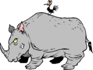 Sticker Custom Preview Image #021691 Animals Cartoons Rhino Bird