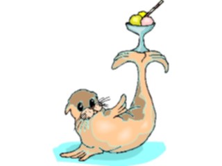 Sticker Custom Preview Image #021762 Animals Cartoons Sea Lion Ice Cream