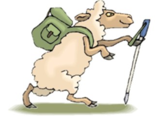 Sticker Custom Preview Image #021871 Animals Cartoons Sheep Hiking