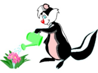 Sticker Custom Preview Image #021892 Animals Cartoons Skunk Watering Flowers