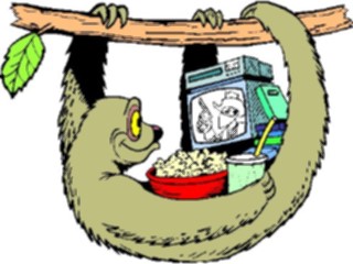 Sticker Custom Preview Image #021893 Animals Cartoons Sloth Watching T V