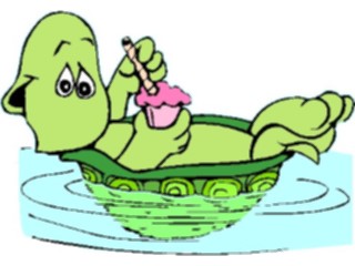 Sticker Custom Preview Image #022285 Animals Cartoons Turtle Sipping Drink