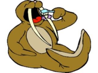 Sticker Custom Preview Image #022341 Animals Cartoons Walrus Brushing Teeth