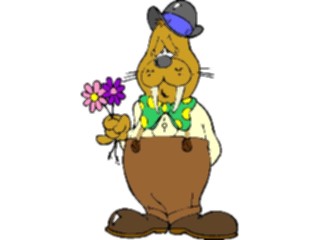 Sticker Custom Preview Image #022350 Animals Cartoons Walruswith Flowers