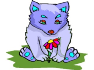 Sticker Custom Preview Image #022398 Animals Cartoons Wolf Cubwith Flower