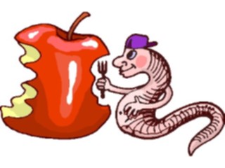 Sticker Custom Preview Image #022448 Animals Cartoons Worm Eating Apple