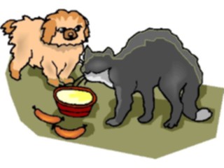 Sticker Custom Preview Image #022830 Animals Domesticated Cat Dog Eating