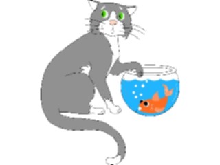 Sticker Custom Preview Image #022837 Animals Domesticated Cat Goldfish