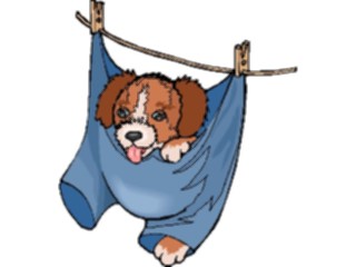 Sticker Custom Preview Image #023291 Animals Domesticated Puppyon Clothesline