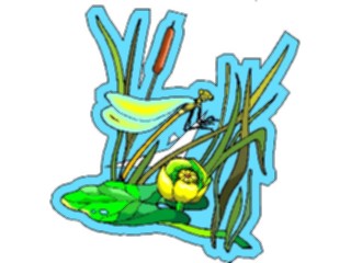 Sticker Custom Preview Image #023889 Animals Insects Dragonfly Cattails