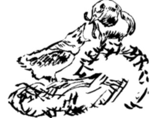 Sticker Custom Preview Image #025494 Animals Line Art Bird Feeding Chick