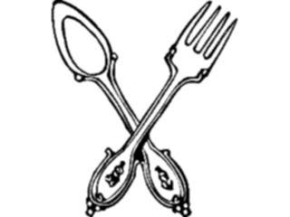 Sticker Custom Preview Image #026525 Antique Style Household Spoon Fork