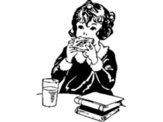 Sticker Custom Preview Image #026694 Antique Style People General Girl Eating Sandwich