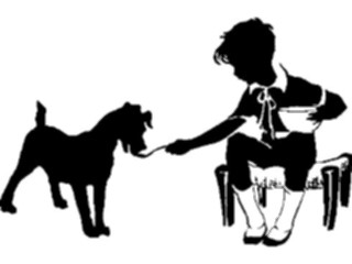 Sticker Custom Preview Image #026785 Antique Style People Silhouettes Boy Feeding Dog