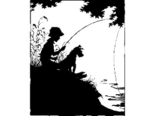 Sticker Custom Preview Image #026786 Antique Style People Silhouettes Boy Fishing