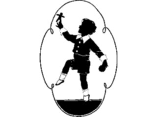 Sticker Custom Preview Image #026791 Antique Style People Silhouettes Boywith Cookies