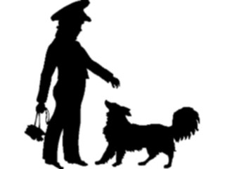 Sticker Custom Preview Image #026792 Antique Style People Silhouettes Boywith Dog