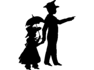 Sticker Custom Preview Image #026793 Antique Style People Silhouettes Brother Sister