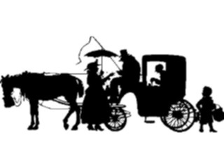 Sticker Custom Preview Image #026794 Antique Style People Silhouettes Carriage Ride