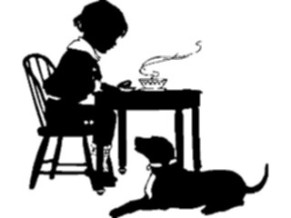 Sticker Custom Preview Image #026795 Antique Style People Silhouettes Child Eating