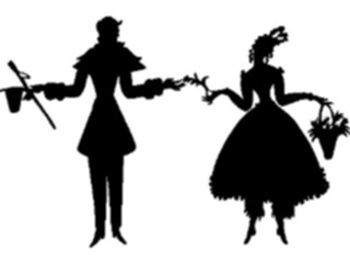 Sticker Custom Preview Image #026798 Antique Style People Silhouettes Couple Courting