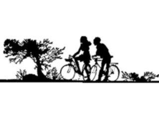 Sticker Custom Preview Image #026799 Antique Style People Silhouettes Couple Cycling