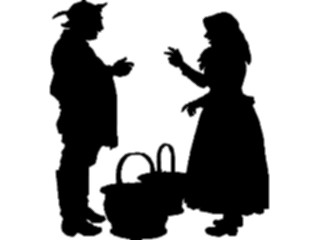 Sticker Custom Preview Image #026805 Antique Style People Silhouettes Couplewith Pails