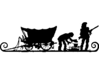 Sticker Custom Preview Image #026806 Antique Style People Silhouettes Covered Wagon