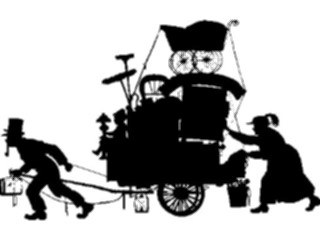 Sticker Custom Preview Image #026807 Antique Style People Silhouettes Family Moving