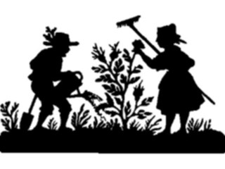 Sticker Custom Preview Image #026808 Antique Style People Silhouettes Gardening