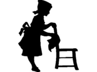 Sticker Custom Preview Image #026811 Antique Style People Silhouettes Girl Cleaning