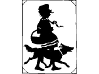 Sticker Custom Preview Image #026812 Antique Style People Silhouettes Girl Dog