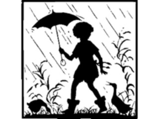 Sticker Custom Preview Image #026816 Antique Style People Silhouettes Girlinthe Rain