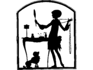 Sticker Custom Preview Image #026817 Antique Style People Silhouettes Girl Playing Dress Up